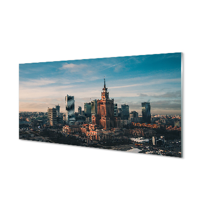 Foto op plexiglas Warschau wolkenkrabbers panorama zonsopgang