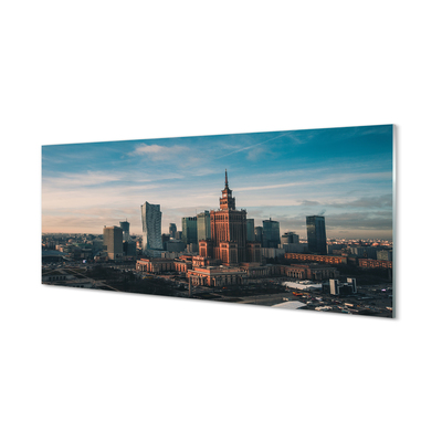 Foto op plexiglas Warschau wolkenkrabbers panorama zonsopgang