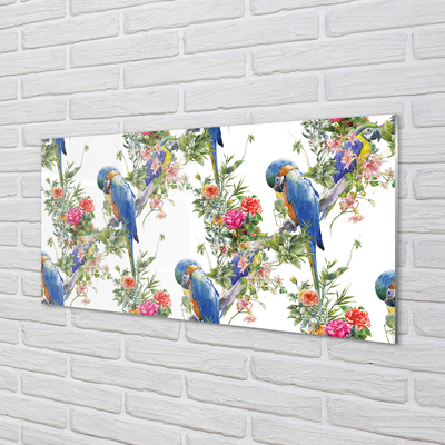 Foto op plexiglas Vogels op een tak met bloemen