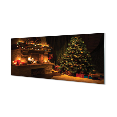 Plexiglas foto Kerstboom open haard decoraties geschenken