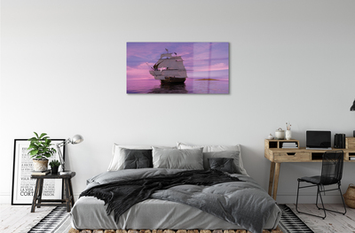 Plexiglas schilderij Violet sky ship sea