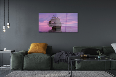 Plexiglas schilderij Violet sky ship sea