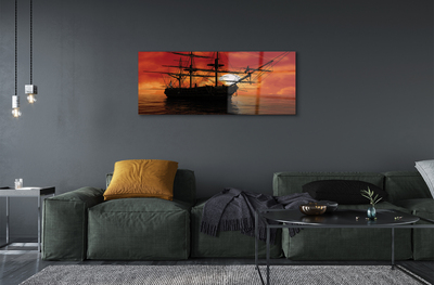 Plexiglas schilderij Sea ship sky clouds sun