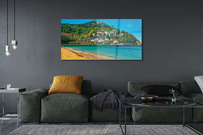 Foto op plexiglas Spanje beach mountains city