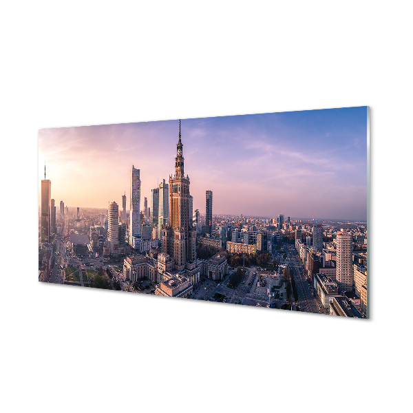 Foto op plexiglas Warsaw sunrise wolkenkrabbers panorama