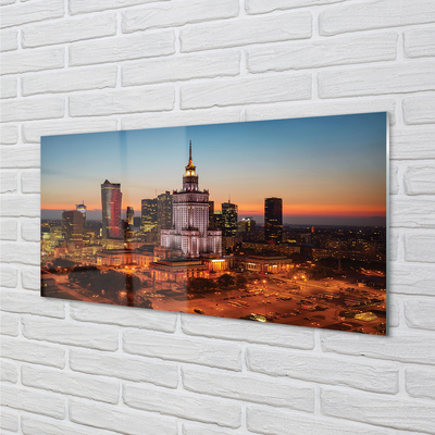 Foto op plexiglas Warschau wolkenkrabbers nacht panorama