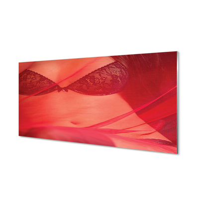 Foto in plexiglas Een vrouw onder een rode tule