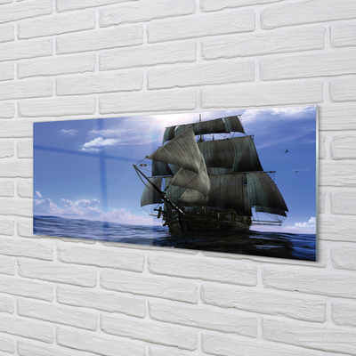 Plexiglas schilderij Zee schip wolken