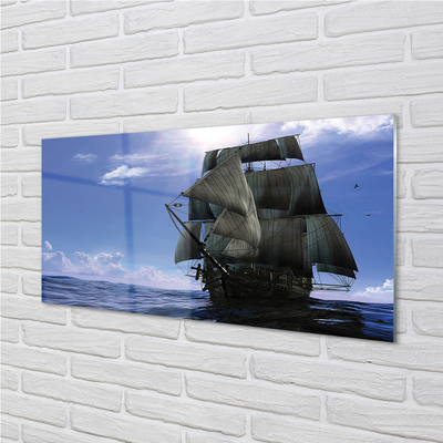 Plexiglas schilderij Zee schip wolken