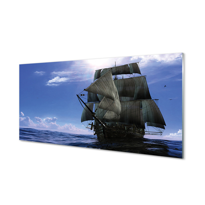 Plexiglas schilderij Zee schip wolken