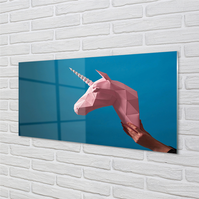 Foto op plexiglas Roze eenhoorn origami