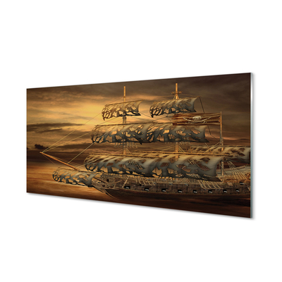 Plexiglas schilderij Ship sea clouds