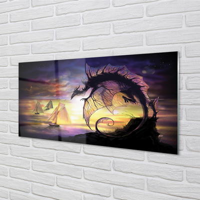 Foto in plexiglas Dragon sea ships wolken