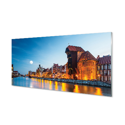 Foto op plexiglas Gdańsk river night old town