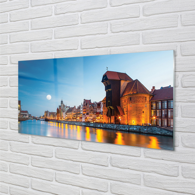 Foto op plexiglas Gdańsk river night old town