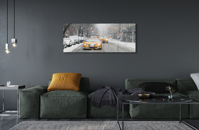 Plexiglas schilderij Winter cars snow city