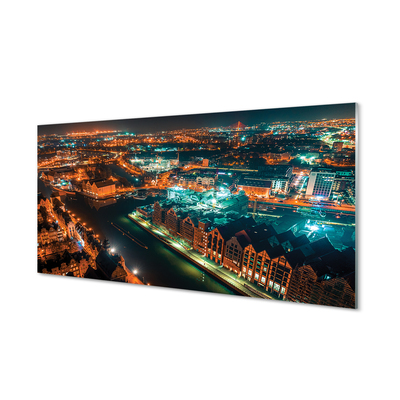 Foto op plexiglas Gdańsk river panorama night