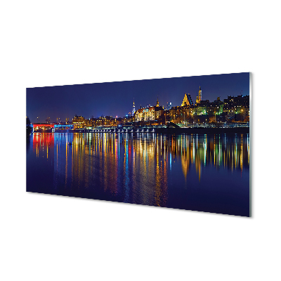 Foto op plexiglas Warschau river bridge night city