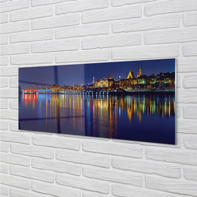 Foto op plexiglas Warschau river bridge night city