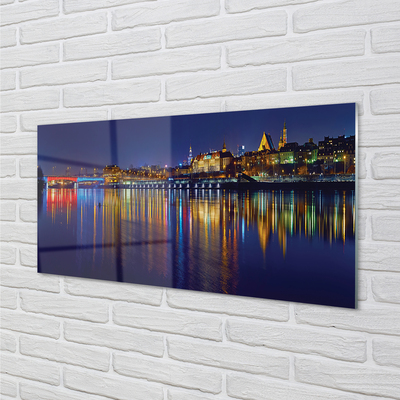 Foto op plexiglas Warschau river bridge night city