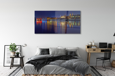 Foto op plexiglas Warschau river bridge night city