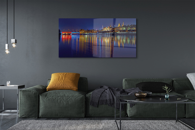 Foto op plexiglas Warschau river bridge night city