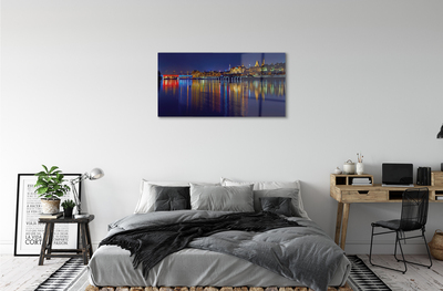 Foto op plexiglas Warschau river bridge night city