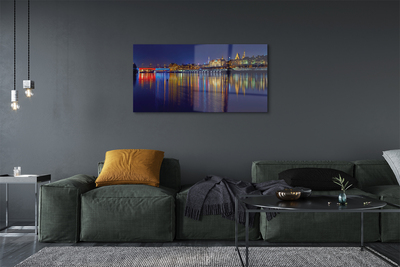 Foto op plexiglas Warschau river bridge night city