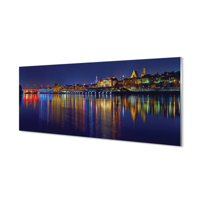 Foto op plexiglas Warschau river bridge night city