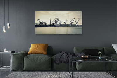 Foto op plexiglas Gdańsk shipyard cranes river