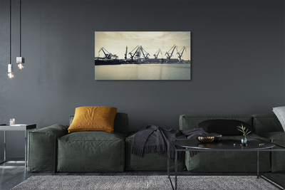 Foto op plexiglas Gdańsk shipyard cranes river