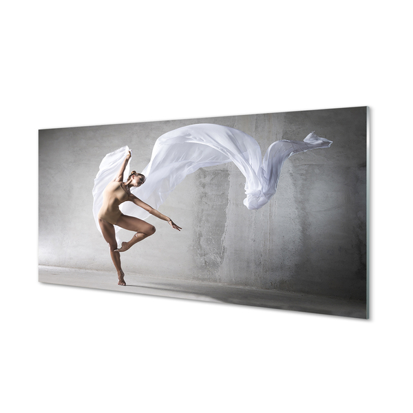 Foto in plexiglas Vrouw dansend wit materiaal