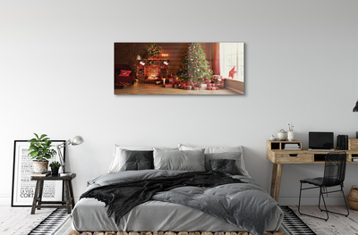 Plexiglas foto Open haard kerstboom geschenken lampen