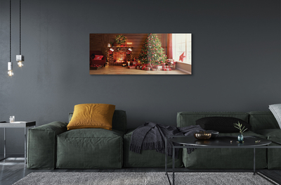 Plexiglas foto Open haard kerstboom geschenken lampen