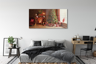 Plexiglas foto Open haard kerstboom geschenken lampen