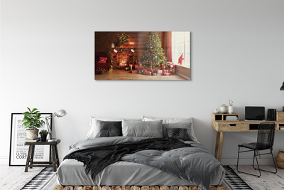 Plexiglas foto Open haard kerstboom geschenken lampen