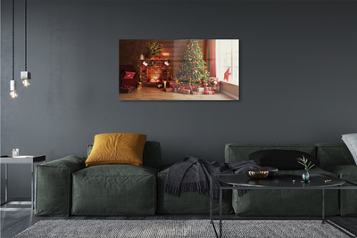 Plexiglas foto Open haard kerstboom geschenken lampen