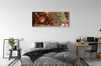 Plexiglas foto Open haard kerstboom geschenken lampen