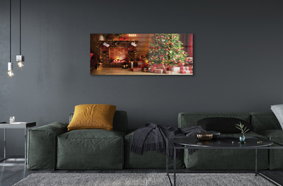 Plexiglas foto Open haard kerstboom geschenken lampen