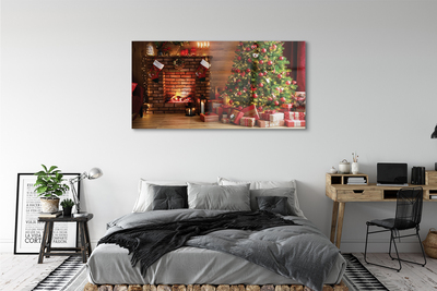 Plexiglas foto Open haard kerstboom geschenken lampen