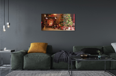 Plexiglas foto Open haard kerstboom geschenken lampen