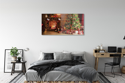 Plexiglas foto Open haard kerstboom geschenken lampen