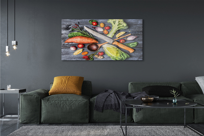 Plexiglas schilderij Mes bataty spinazie tomaten