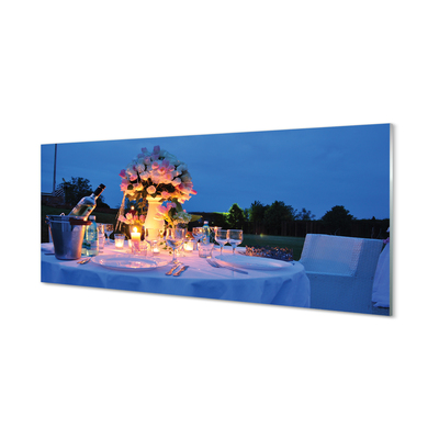 Plexiglas schilderij Diner rozen wijn tulpen