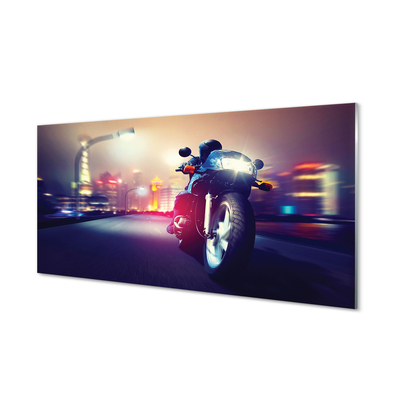 Plexiglas schilderij Motorcycle city sky