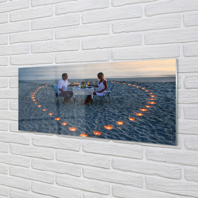Foto in plexiglas Hart met kaarsen paar zee