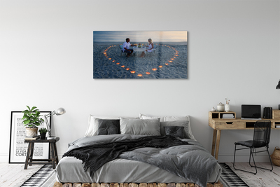 Foto in plexiglas Hart met kaarsen paar zee