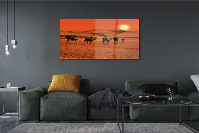 Foto in plexiglas Kamelen mensen woestijn zon lucht