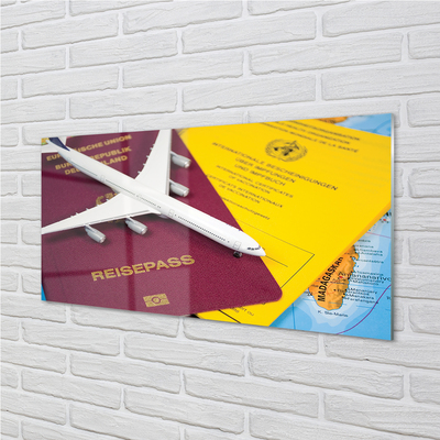 Plexiglas schilderij Vliegtuig passport-kaart