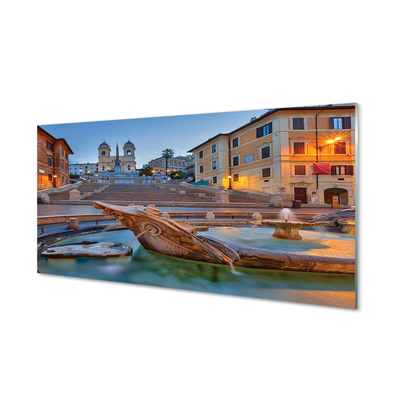 Foto op plexiglas Rome zonsondergang fontein gebouwen